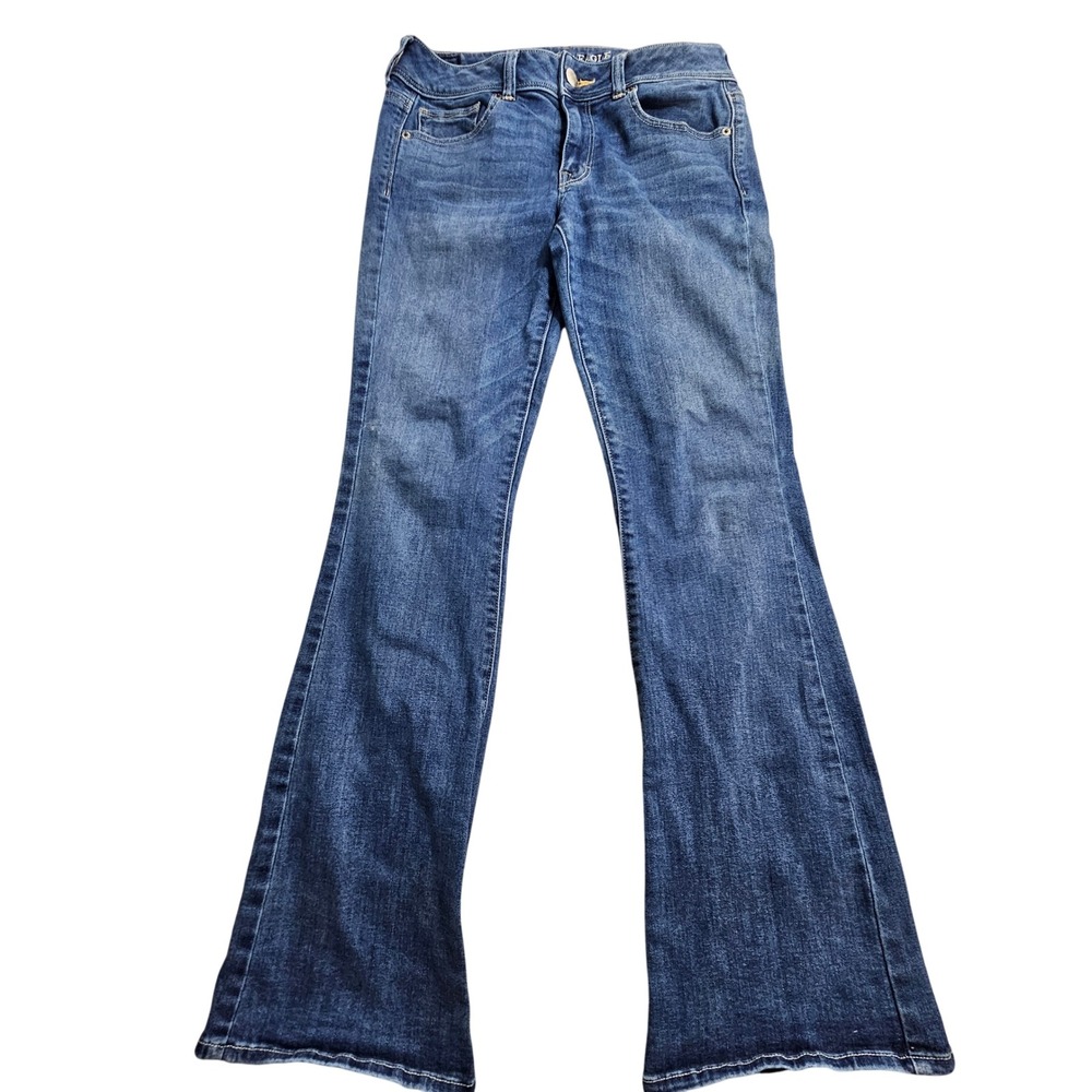 American Eagle Kick Boot Jeans Womens 8 Blue‎ Super Stretch Bootcut Pants